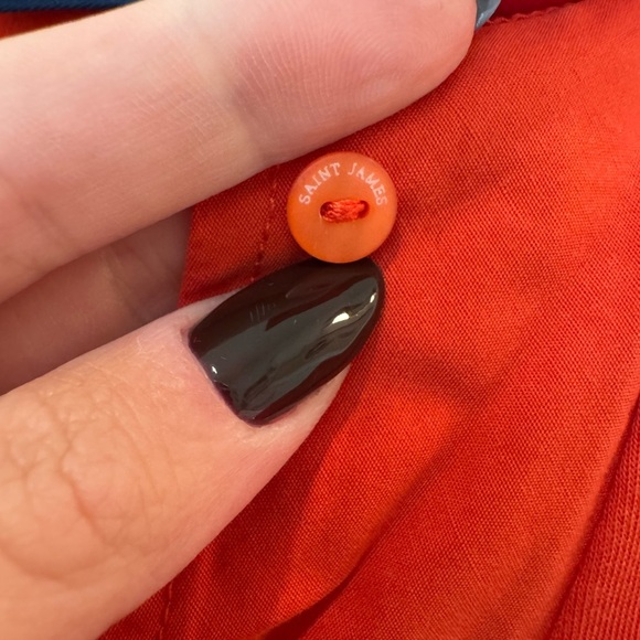 Saint James Red Long Sleeve Collared 100% Cotton Top - Picture 5 of 8